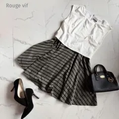 ルージュヴィフ【S〜M相当】ノースリーブ♡フレアワンピース ホワイト♡カーキ♡緑