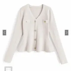 Vネックペプラムニットトップス[lt114]