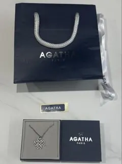 AGATHA PARIS ネックレス シルバー ストーン付き 箱あり アガタ