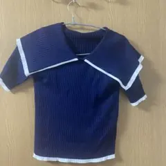 紺ニットトップスのサムネイル
