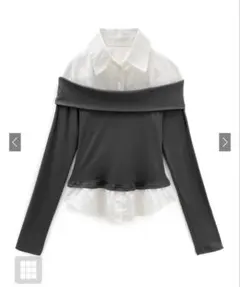 GRL シャツドッキングオフショルダートップス［at2466］チャコール