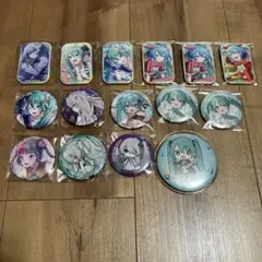 未使用に近い　プロセカ 初音ミク 缶バッチ　スクエア　グリッター　15個セット