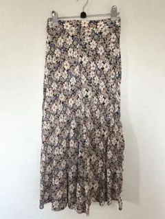 ZARA 花柄フレアロングスカート XS