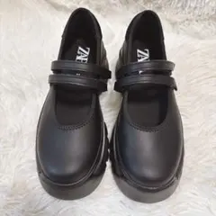 ZARA バレエフラットスニーカー 厚底 メリージェーン 36 黒のサムネイル