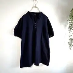 【R73】良品計画 シャツ　ブラウス　プルオーバー　チュニック　ネイビー