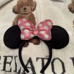 ミニーマウス風カチューシャ 黒とピンク