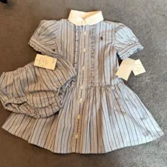 【新品未使用】ラルフローレン　ベビー　ストライプ　シャツワンピース　80㎝
