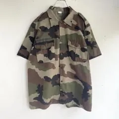 フランス軍 ヘリンボーンシャツ ミリタリーシャツ ヴィンテージ 古着 ビンテージのサムネイル