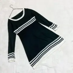 RAFRAF ラフラフ ＊ ワンピース 長袖 ボーダー柄 (M) ラメ 薄手