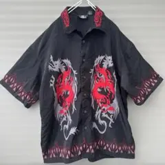 シャツ 半袖 黒 柄