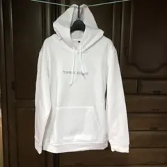 THREE EIGHT 厚手ストレッチ 裏起毛パーカー Lサイズ ホワイト