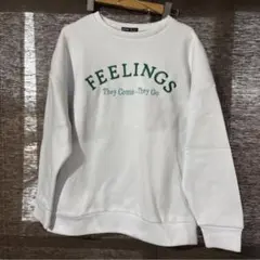 SHEIN ロゴ刺繍 裏起毛 スウェット ホワイト S