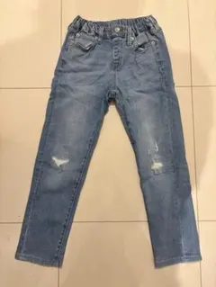 ユニクロ　UNIQLO 130サイズ ライトブルー ダメージ加工パンツ