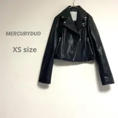 マーキュリーデュオ フェイクレザーコンパクトライダースジャケット 合成皮革 黒