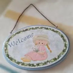 Welcomeボード 楕円形 女の子 花柄 木製のサムネイル