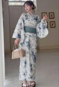 GRL 3点セット2Way水彩花柄浴衣セット[fy027]
