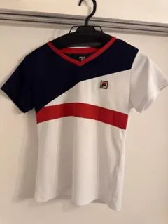 FILA VネックTシャツ ネイビー/ホワイト/レッド