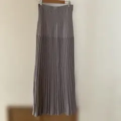 丈長め　リブニット ロングスカート グレーのサムネイル