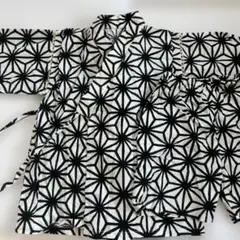 子供用　甚平 黒白幾何学模様 115-125cm
