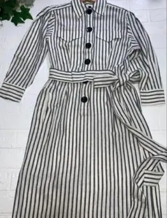 ZARA ストライプ柄 ロングシャツワンピース