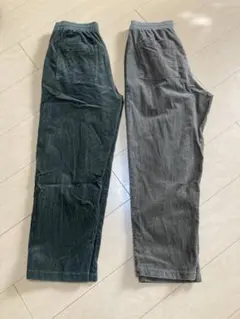 ユニクロ　コーデュロイ　イージーアンクルパンツ2本　オリーブ　ブラウン