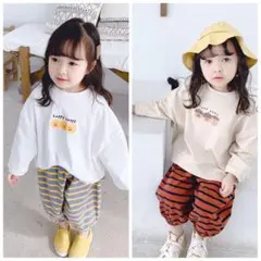 韓国子供服　新品　女の子　男の子　コットン　ロンT　春秋