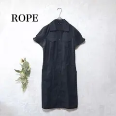 ROPE　半袖シャツワンピース　ミリタリーワーク風　ボタン　紺　9AT　M相当のサムネイル