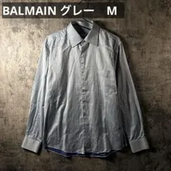 メンズ　BALMAIN バルマン　グレー　M ワイシャツ　長袖シャツ　光沢のサムネイル