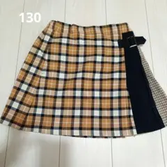 GU　チェック柄　プリーツスカート　130cm　キッズ