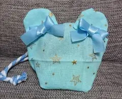 クマさんコップ袋 星柄ブルー 水色 入園、入学準備