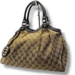 GUCCI グッチ ハンドバッグ スーキー GGキャンバス×レザー ベージュ