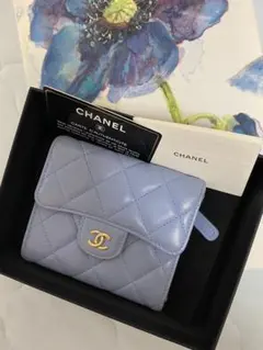 CHANEL マトラッセ 三つ折り財布 ライトブルー - メルカリ
