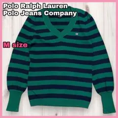 ポロジーンズ ラルフローレン Ｖネック 長袖 ニット セーター ボーダー 星条旗