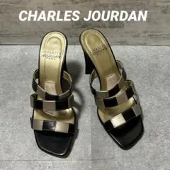 Charles Jourdan サンダル　ブラック×ゴールド　5 約22.5cmのサムネイル