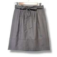 UNTITLED ひざ丈スカート　ウエストリボン　上品　フェミニン　オフィス　M