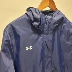 アンダーアーマー　ナイロンジャケット　ネイビー　ロゴ　ワンポイント　フルジップ