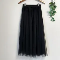 GU＊黒 チュールスカート ロングスカート ナチュラル ロリータ ブラック