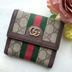 GUCCI オフィディア 折り財布 フレンチフラップ シェリーライン GG