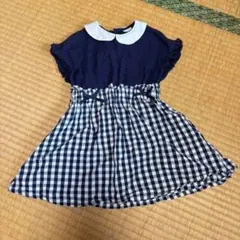 SIMPLE FREE ネイビー チェック ワンピース 100