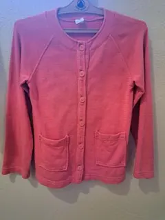 PETIT BATEAU ピンク ボタン付きカーディガン