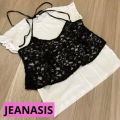 ジーナシス JEANASIS 花柄 レース キャミソール トップス 黒 重ね着
