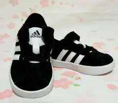 adidas ベビーシューズ スエード スニーカー 黒/白 ベルクロ 12cm