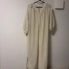 シャツワンピース ロング丈 ベージュ