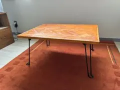 ヘリンボーン柄　折りたたみテーブル　ハンドメイド