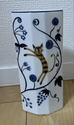 【未使用】Shinzi katoh　カトウシンジ　花瓶　猫　一輪挿し