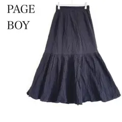 PAGE BOY フレアスカート ロング ブラック ギャザー ティアード 黒