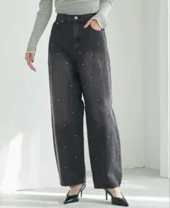coca ラインストーンカーブデニム　ブラック　Mサイズ