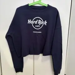 Hard Rock Cafe クロップドスウェット L ネイビー