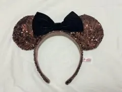 ディズニー　ミニーカチューシャ　スパンコール　ブラウン