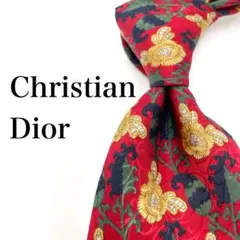 良品✨ChristianDior ディオール　ネクタイ　総柄　シルク　絹　レッド
